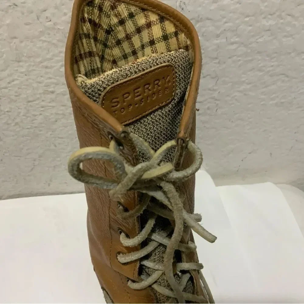 SPERRY Top-Siders LadyFish Leather Lace Up Fold Down Womens Boots 9817503 Sz 8